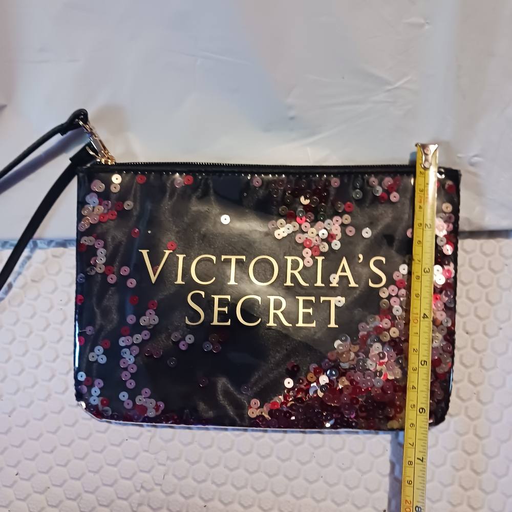 Victoria's Secret Black and Red Sequin Cosmetic Bag